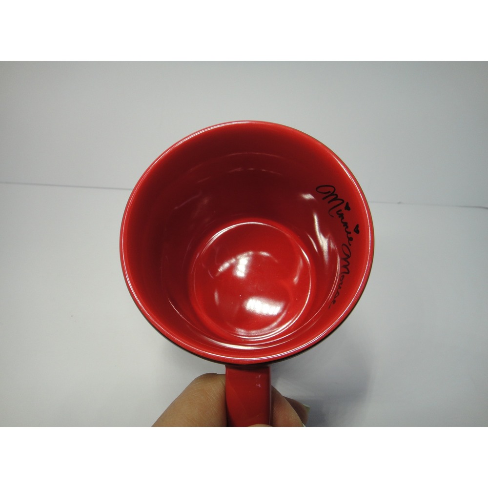 Disney Parks Minnie Mouse Black Polka Dot Ceramic Coffee Mug 3D Red Bow 4in - Picture 4 of 7